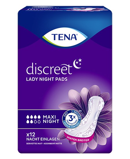 Tena Discreet Lady Maxi Night Pads P.à 12