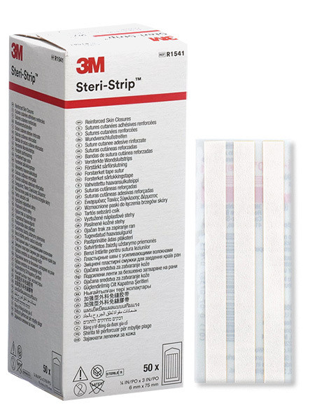 Steri Strip Wundverschlussstreifen 6x75mm weiss verstärkt in Kunststoffbox steril P.à 50x3