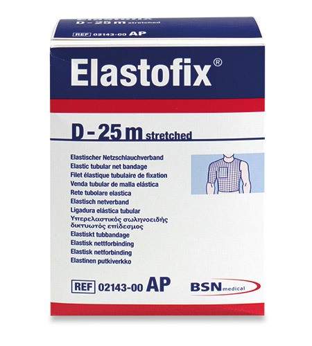 Elastofix Gr.D Bandage tubulaire en filet élast. blanc, 1 rl de 25m, grands thorax