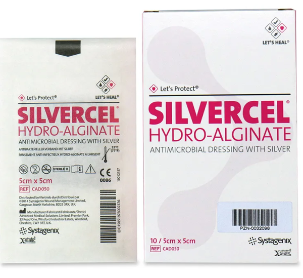Silvercel Hydro-Alginat-Verband mit Silber 5x5cm P.à 10