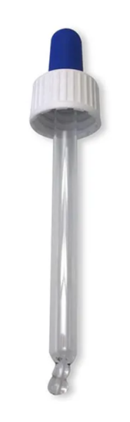 Pipettenmontur komplett blau zu 10ml Tropfflasche aus Braunglas P.à 10