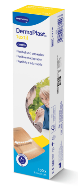 DermaPlast Textil Wundschnellverband 3x4cm mit zentriertem Wundkissen beige P.à 100