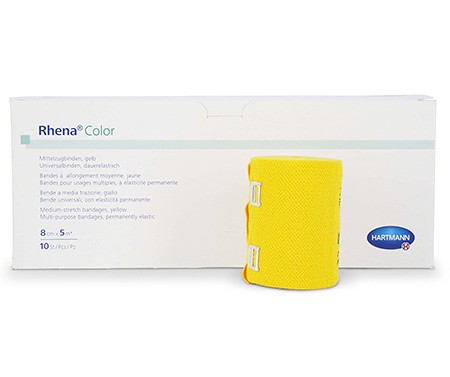 Rhena Color jaune 4cmx5m Bande à extension moyenne p.à 10 rlx en vrac