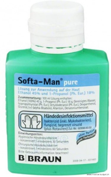 Softaman pure 100ml, désinfectant pour les mains