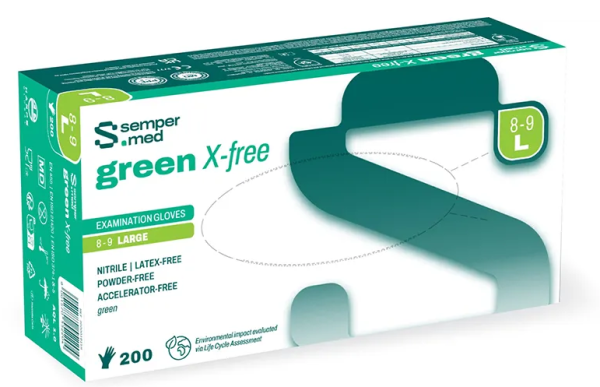 Sempermed green X-free Nitril U-Handschuhe Gr.L puderfrei unsteril grün P.à 200