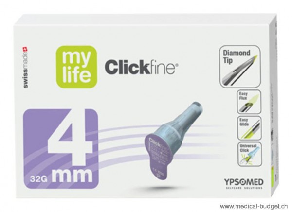 mylife Clickfine Aiguille pour pen 32G 0,23x4mm lila, p.à 100