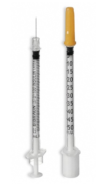 Omnican 50 Seringue à insuline 0,5ml U-100 avec aiguille intégrée 0,3x12mm stérile p.à 100