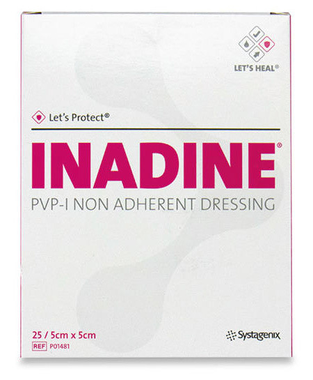 Inadine PVP-I Wundauflage 5x5cm nicht haftend steril P.à 25