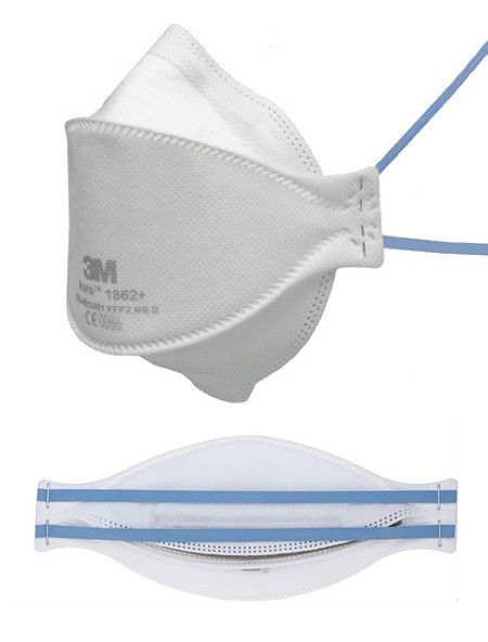 3M Aura Masque de protection respiratoire FFP2 et type IIR sans valve (3M 1862) p.à 20 masques pliées