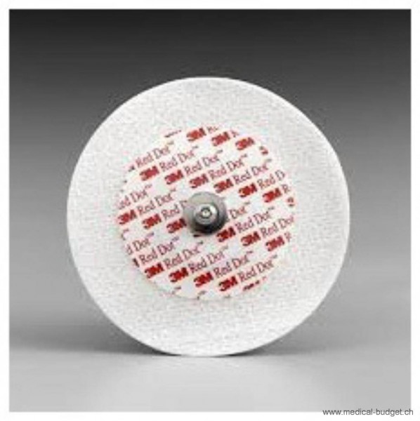 3M Electrode-ECG Red Dot 2239 à bouton pression rond 60mm en Micropore pr ECG d'effort / au repos monitoring, p.à 50