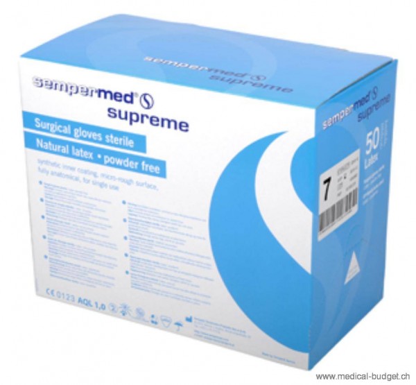 Sempermed Supreme Op-Handschuhe Latex Gr.7 hautfr. steril puderfrei P.à 50 Paar