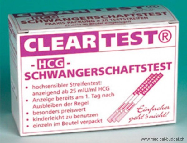 Cleartest HCG Test de grossesse sur bandelettes p.à 20