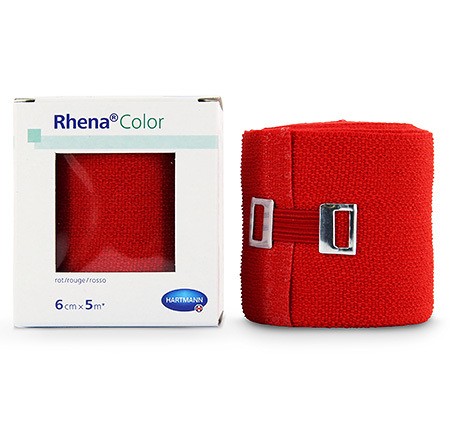 Rhena Color rouge 6cmx5m Bande à extension moyenne p.à 1 rl.