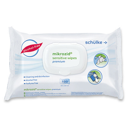 Mikrozid Sensitive Wipes premium serviettes 20x20cm pour désinfection et nettoyage des surfaces sans alcool softpack p.à 100