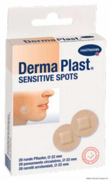 DermaPlast Sensitive Spots Pansement rond Ø 22mm chair, p.à 20 pces