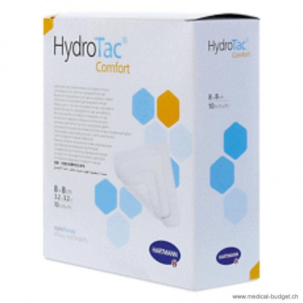 HydroTac Comfort Pansement vulnéraire 8x8cm compresse 3,5x3,5cm bords adhésifs p.à 10