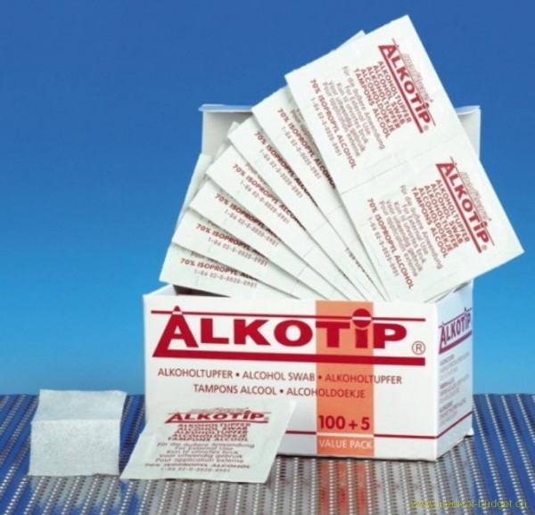 Alkotip Tampons alcoolisés, 2 couches p.à 100 pces