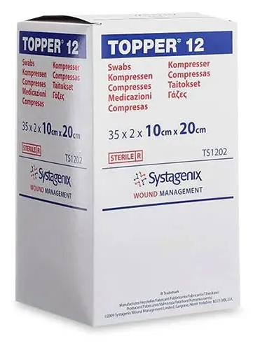 Topper 12 Vliesstoffkompressen 10x20cm steril P.à 35x2