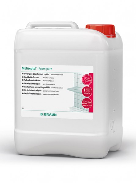 Meliseptol Foam pure 5 litres Mousse pour la désinfection rapide des surfaces sensibles à l'acool (sondes vaginales) (prix taxe-COV incl.)
