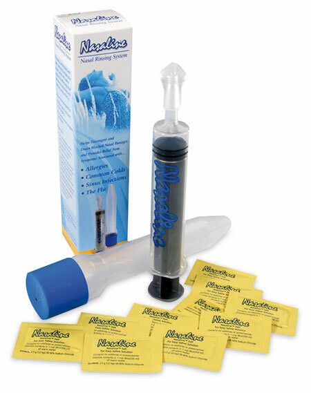 Nasaline Dispositif pour irrigation nasale et sinusienne, incl. embout-nasale forme olive et 10 sachets de sel
