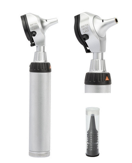 Heine Kit de diagnostic Beta 200 F.O. 2.5V/LED avec poignée à piles pour otoscope et 10 spéculums à usage unique