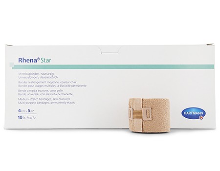 Rhena Star Bande élastique chair 4cmx5m à extensibilité moyenne, p.à 10 en vrac