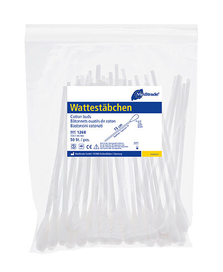 Bâtonnets ouatés en plastique stériles avec tête maxi long 15cm p.à 100x2