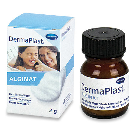 DermaPlast Alginat Watte blutstillend Flacon à 2 g sterilisiert