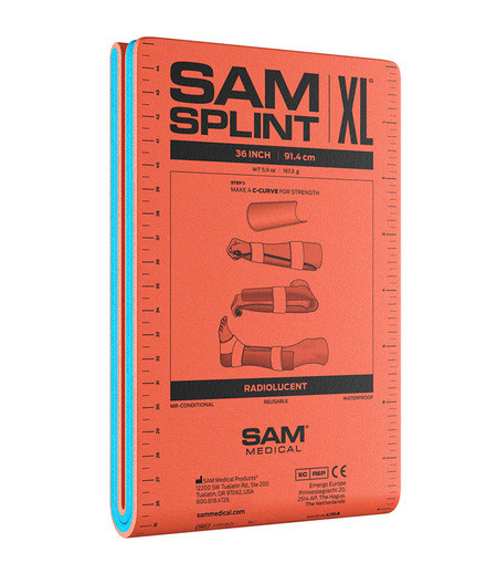 Sam-Splint Universalschiene 11x91cm gefaltet orange/blau