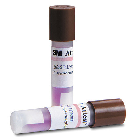 3M Attest bio-indicateurs pour stérilisation vapeur avec prévacum box à 25 ampoules 1262P bruns (contrôle de la charge)