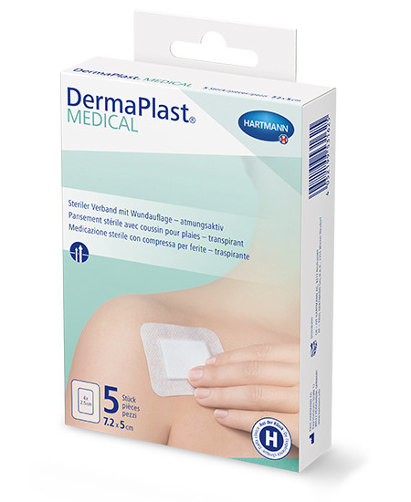 DermaPlast Medical Wundverband mit Wundauflage 5x7,2cm weiss steril P.à 5
