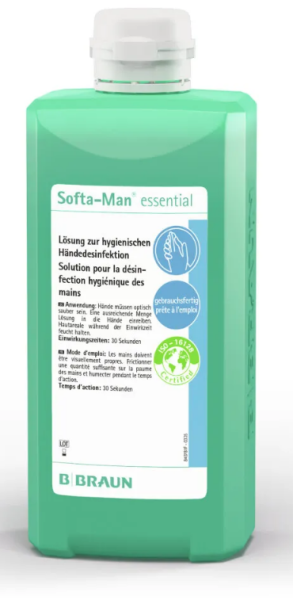 Softaman Essential flacon ovale de 500ml pour la désinfection des mains (prix incluant la taxe COV)