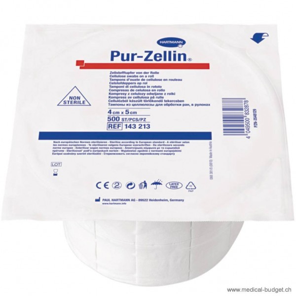 Pur-Zellin Tampons en cellulose 4x5cm non-stériles p.à 1 rl à 500 pces