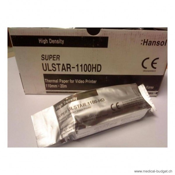 Druckerpapier Thermo zu Mitsubishi Videoprint. MB-K65HM 1Rl schwarz/weiss 21mx110mm