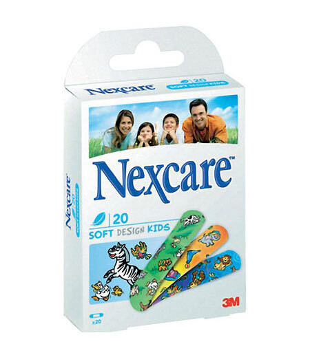 Nexcare Pansements Strips Soft Kids Design 19x72mm avec motifs pour enfants p.à 20