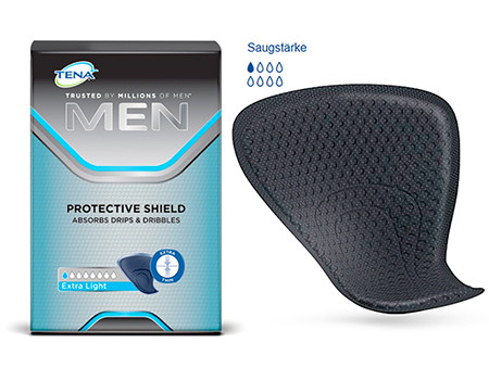 Tena for Men Protective Shield Extra Light protection d'incontinence eulta mince pr hommes, noir p.à 14 pces