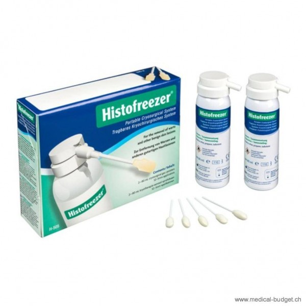 Histofreezer Set de cryothérapie composé de: 2 bouteilles-spray à 80ml av 24 applicateurs 2mm et 36 applicateurs 5mm