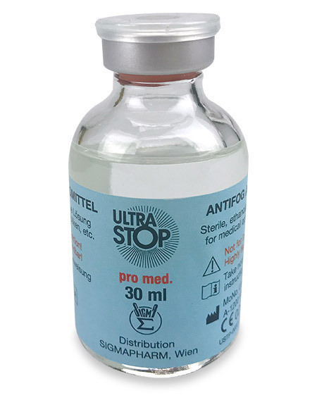 Ultra-Stop Produit anti-buée 30ml fioline en verre perçable, stérile, convient pour verres optiques lunettes et miroirs laryngiens