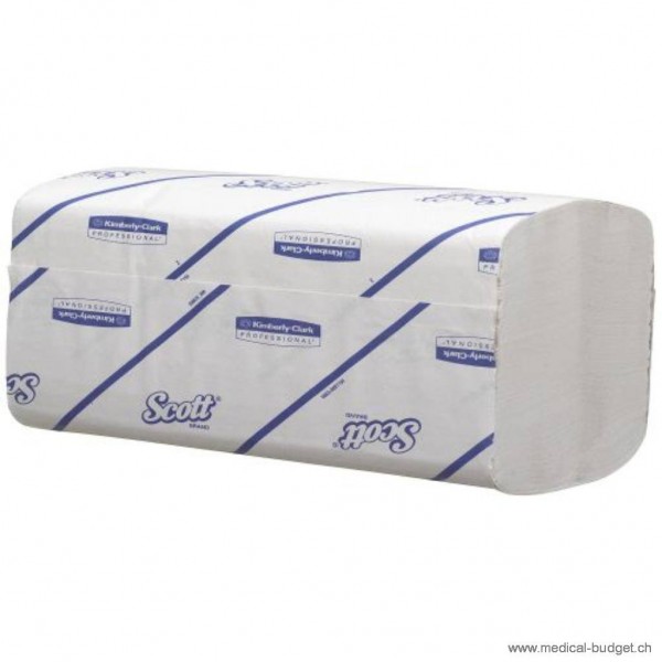 Scott Performance Essuie-mains blanc, Airflex 6663 pliage Interfold 1-couche 21,5x31,5cm, paquets de 3180