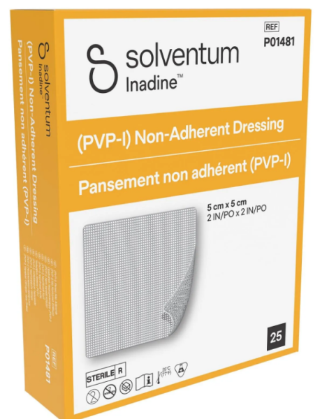 Inadine PVP-I Pansement 5x5cm non adhérent stérile p.à 25