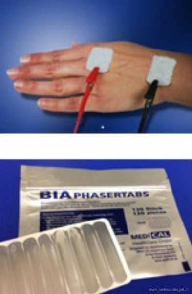 BIAphaserTabs Electrodes à usage unique pour les mesures par bio-impédancemétrie (BIA) p.à 120 pces