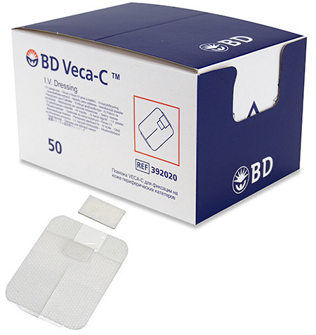 Veca-C Pansement stérile en non-tissé blanc pour la fixation des cathéters iv. 6x7,5cm, p.à 50 pces (avec fenêtre transparente)