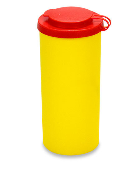 Kontamed'chen Sicherheitsbehälter für Kanülen und Nadeln 110mm hoch ø 50mm gelb 200ml P.à 1