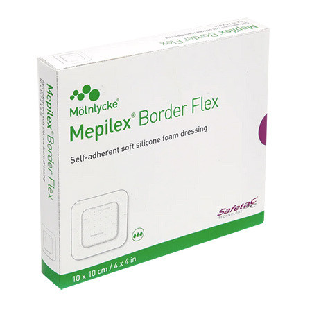 Mepilex Border Flex Safetac Schaumverband 10x10cm Wundkissen 6,5x6,5cm selbsthaftend P.à 5