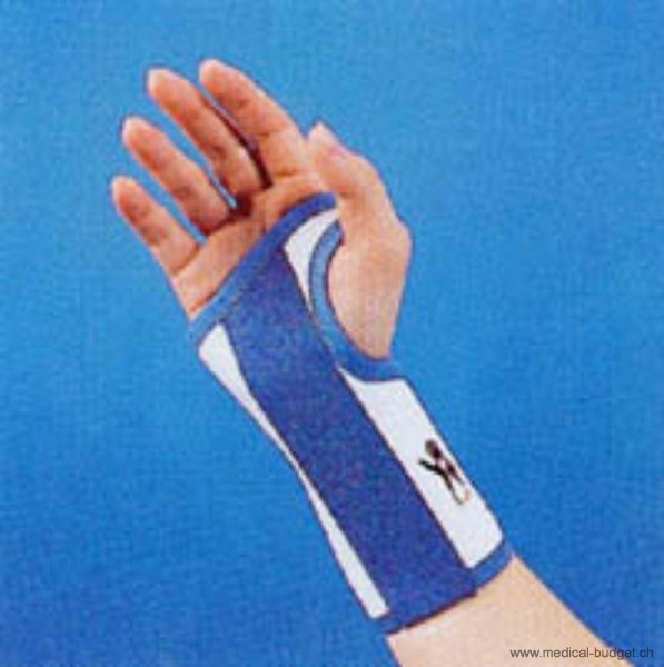 Thämert Orthoflex Bandage pr poignet droite Gr.S 14,0-16,5cm, long. 16cm, blanc-bleu